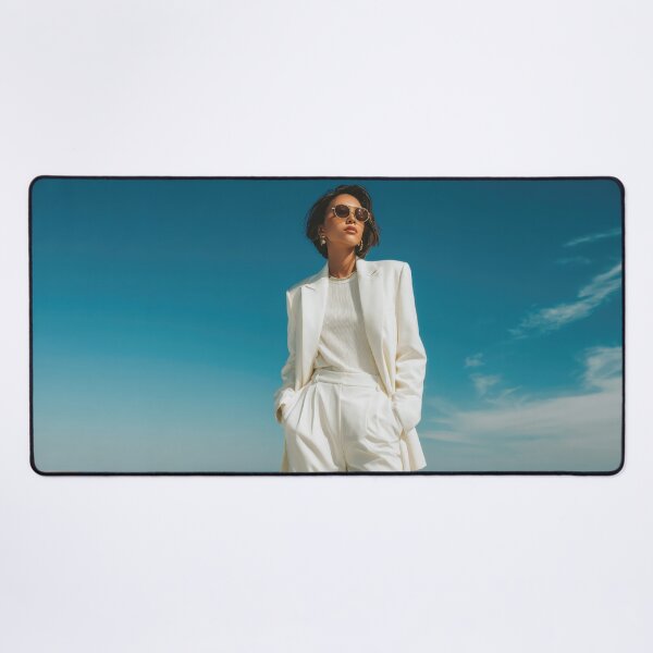 Item preview, Woman in white suit on beach shore designed and sold by anytka.