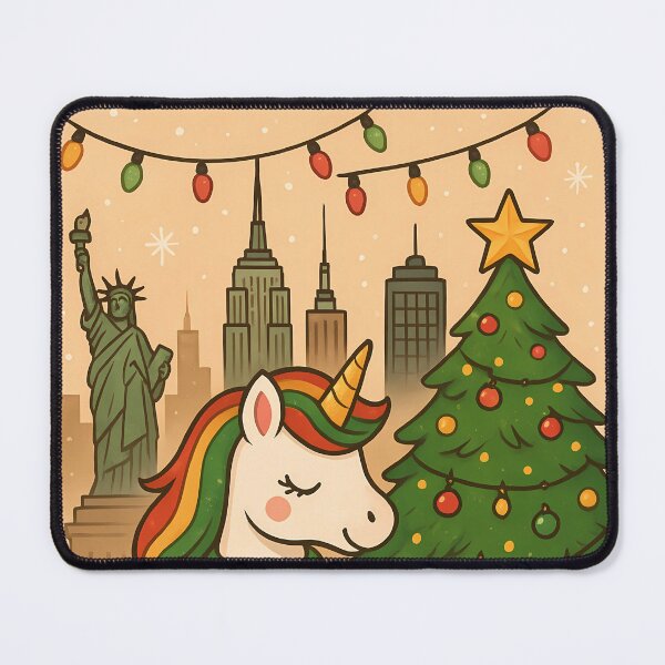 Item preview, Christmas Unicorn in New York – Festive Tree & Gift Boxes designed and sold by DreamiCanvas.