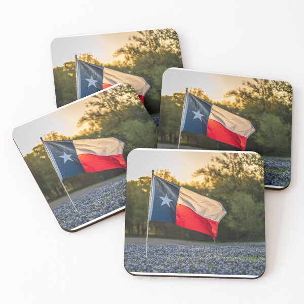 Item preview, Texas Flag in Field of Bluebonnets at Sunset designed and sold by LoneStarStock.