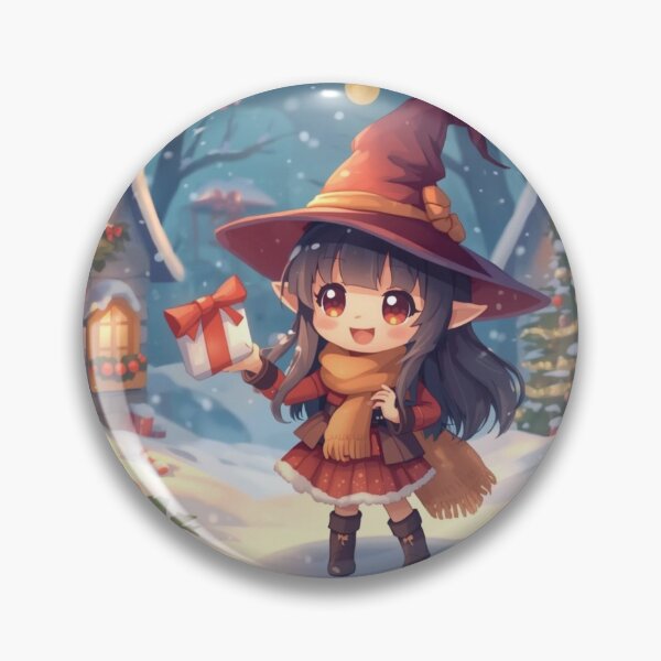 Item preview, Christmas Witch in Snowy Village – Cozy Magic Art designed and sold by Dream Magic Co.