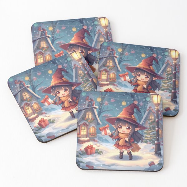 Item preview, Christmas Witch in Snowy Village – Cozy Magic Art designed and sold by Dream Magic Co.