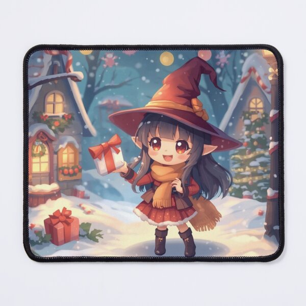Item preview, Christmas Witch in Snowy Village – Cozy Magic Art designed and sold by Dream Magic Co.