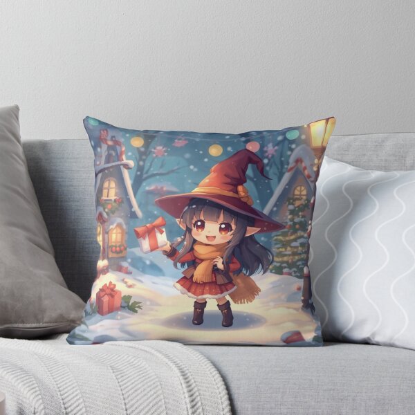 Item preview, Christmas Witch in Snowy Village – Cozy Magic Art designed and sold by Dream Magic Co.