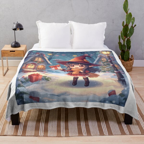 Item preview, Christmas Witch in Snowy Village – Cozy Magic Art designed and sold by Dream Magic Co.