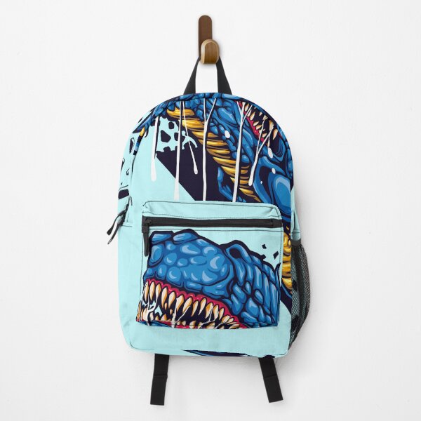 Item preview, T-Rex Head Cartoon Art - Blue Dinosaur Breaking Apart - Jurassic Dino Design designed and sold by leen12 Art Designs Prints.