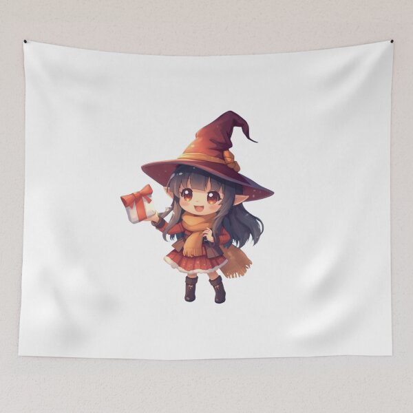 Item preview, Chibi Christmas Witch with Gift – Cute Xmas Witch designed and sold by Dream Magic Co.