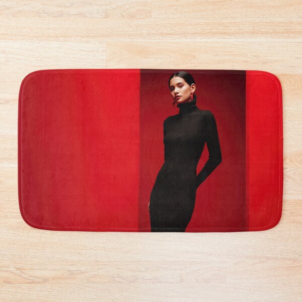 Item preview, Model in black dress, red bg designed and sold by anytka.