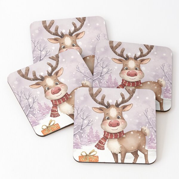 Item preview, Funny reindeer Christmas with gifts, pink forest designed and sold by angel-cat-22.