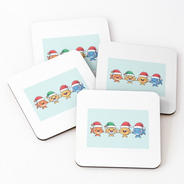 Item preview, Four cute smiling fish wearing santa hats designed and sold by mayatA-rt.