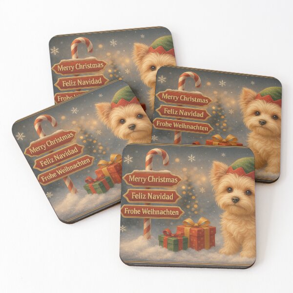 Item preview, Cappuccino Yorkshire Terrier Christmas Puppy designed and sold by GivingJoy.