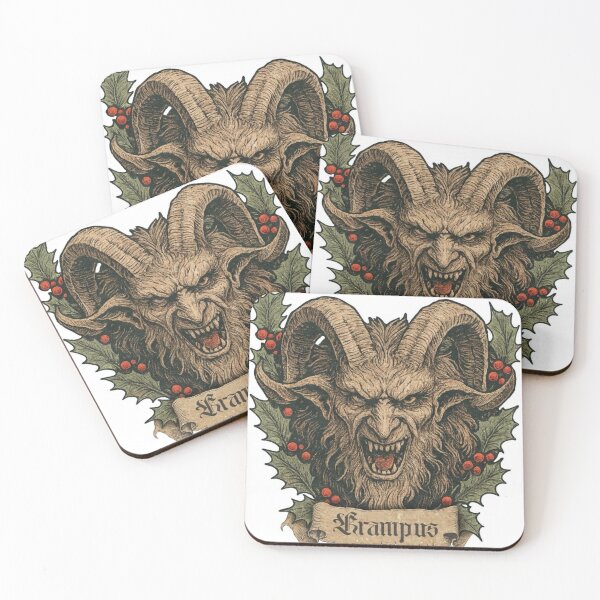 Item preview, Krampus Head With Holly, Vintage Engraving designed and sold by Adronia.