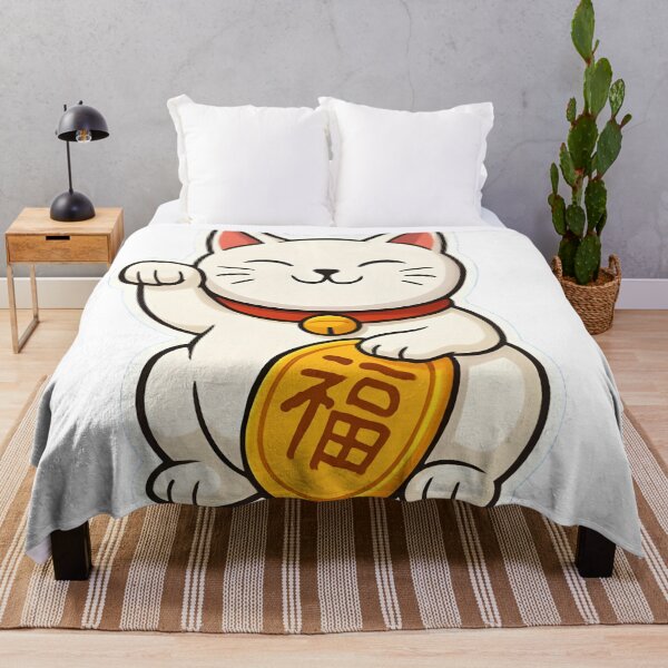 Item preview, White happy cat with a red collar designed and sold by Gold Phoenix Adro.