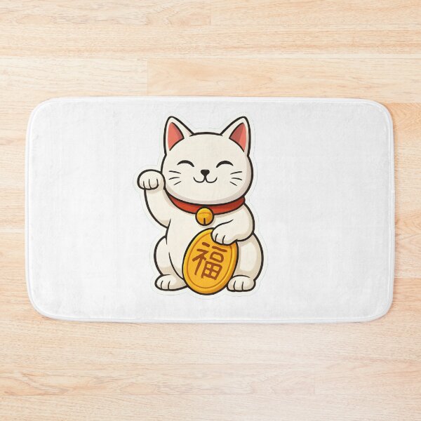 Item preview, White happy cat with a red collar designed and sold by Adriiian Shop.