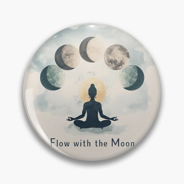 Item preview, Elegant moon phases with yogi meditating below, cosmic aura, mystical Flow With The Moon 7 designed and sold by Neon G.