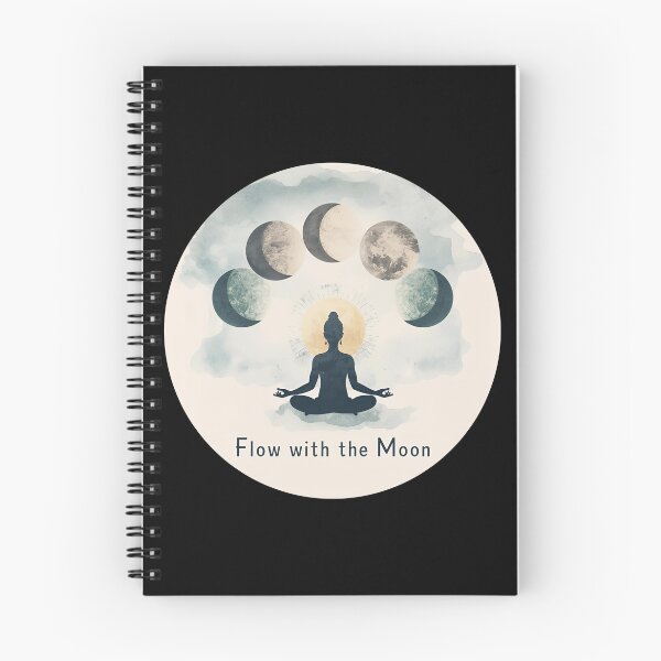 Item preview, Elegant moon phases with yogi meditating below, cosmic aura, mystical Flow With The Moon 7 designed and sold by Neon G.