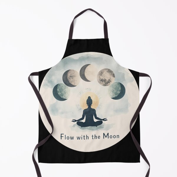 Item preview, Elegant moon phases with yogi meditating below, cosmic aura, mystical Flow With The Moon 7 designed and sold by Neon G.