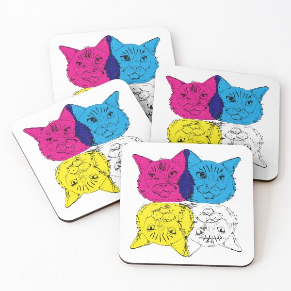Item preview, glitchy cmyk cats designed and sold by crestfallenmermaid.