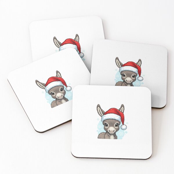 Item preview, Cute baby donkey wearing a Santa hat designed and sold by mayatA-rt.