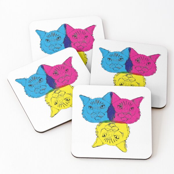 Item preview, glitchy cmyk cats designed and sold by crestfallenmermaid.
