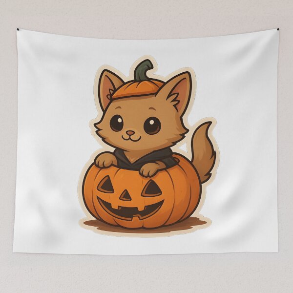 Item preview, Cute little kitten in a pumpkin designed and sold by Adriiian Shop.