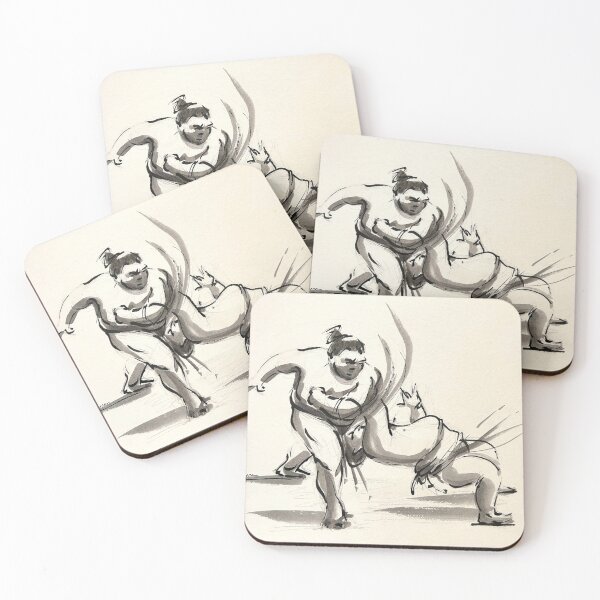 Item preview, Sumo #26 - Sumo wrestlers ink wash painting on paper designed and sold by Rebecca Rees.