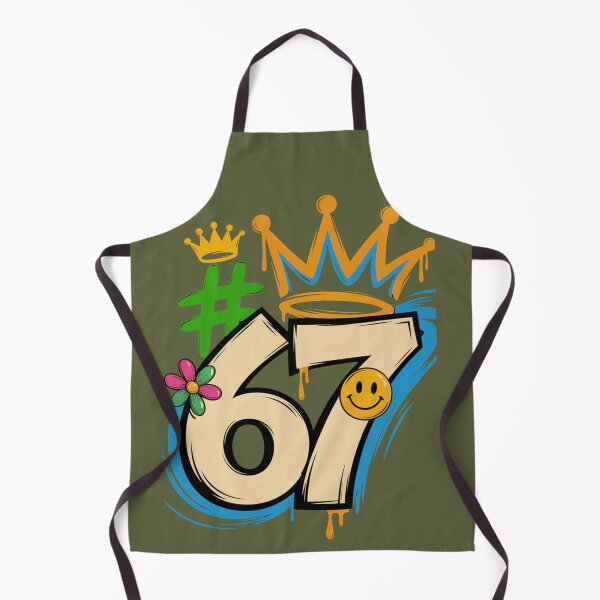 Item preview, Graffiti Style Number 67 – Lucky Number Art with Crowns, Smiley & Flower designed and sold by A&M.