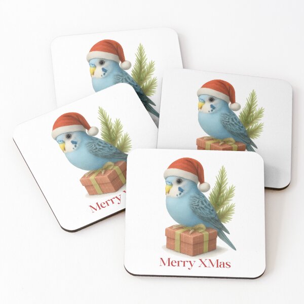 Item preview, Christmas Gift Budgie – Merry XMas Realistic Parakeet Design designed and sold by SVALANART.