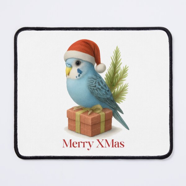Item preview, Christmas Gift Budgie – Merry XMas Realistic Parakeet Design designed and sold by SVALANART.