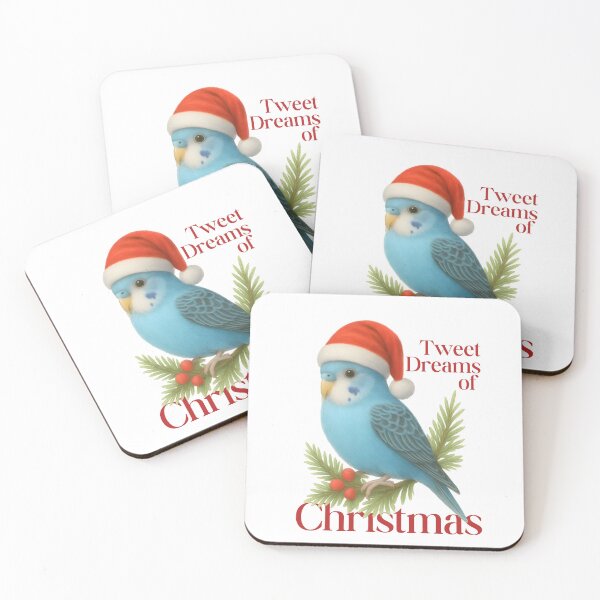 Item preview, Tweet Dreams of Christmas – Cute Holiday Budgie Wordplay Art designed and sold by SVALANART.