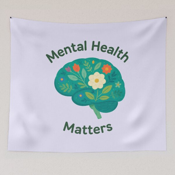 Item preview, Mental Health Matters — Botanical Brain Illustration | Positive Reminder & Wellness Art designed and sold by PureBrain.
