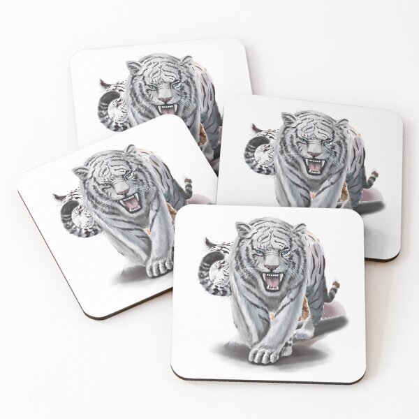 Item preview, White Tiger Watercolor Art - Majestic Snow Tiger Painting - Wildlife Big Cat Illustration designed and sold by leen12 Art Designs Prints.