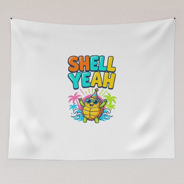 Item preview, Shell Yeah Fun Beachy Turtle Celebration Pun designed and sold by Quillway.