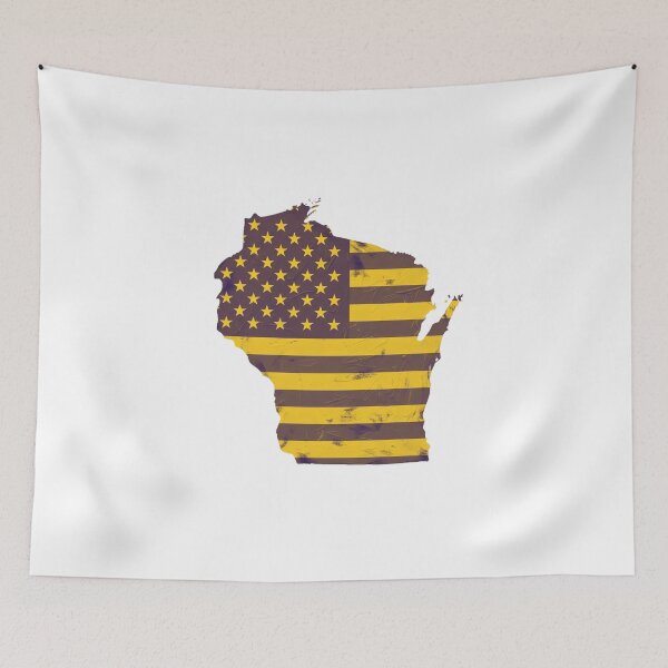 Item preview, Wisconsin USA Flag Silhouette – Stars and Stripes State Outline designed and sold by Paper Drip.