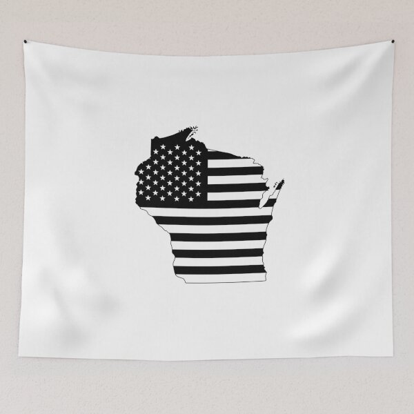 Item preview, Wisconsin USA Flag Silhouette – Stars and Stripes State Outline designed and sold by Paper Drip.