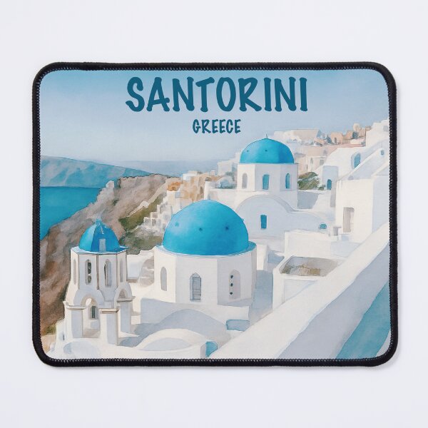 Item preview, Santorini, Greece, with iconic blue-domed churches and whitewashed buildings designed and sold by Sasas Design.