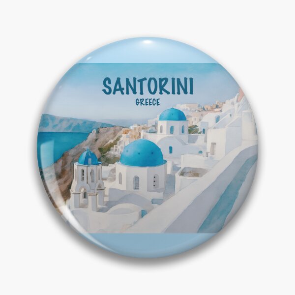 Item preview, Santorini, Greece, with iconic blue-domed churches and whitewashed buildings designed and sold by Sasas Design.