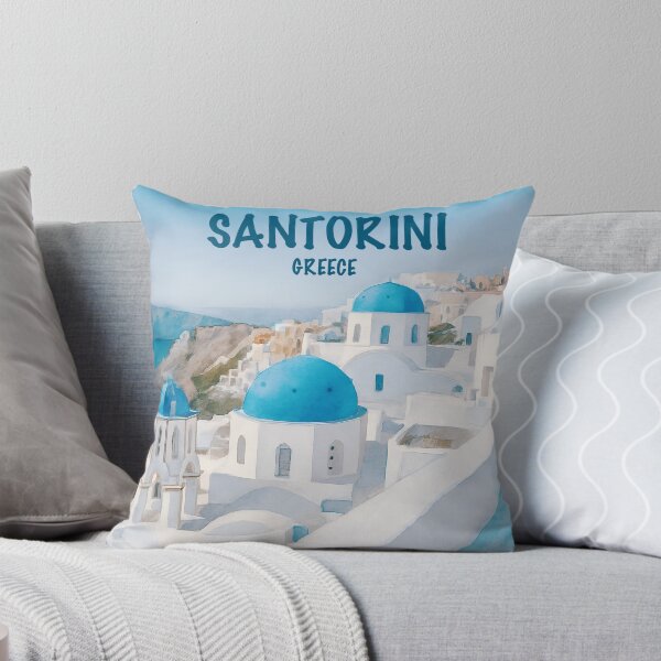 Item preview, Santorini, Greece, with iconic blue-domed churches and whitewashed buildings designed and sold by Sasas Design.