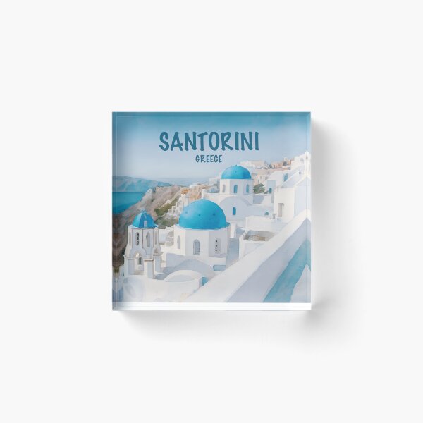 Item preview, Santorini, Greece, with iconic blue-domed churches and whitewashed buildings designed and sold by Sasas Design.