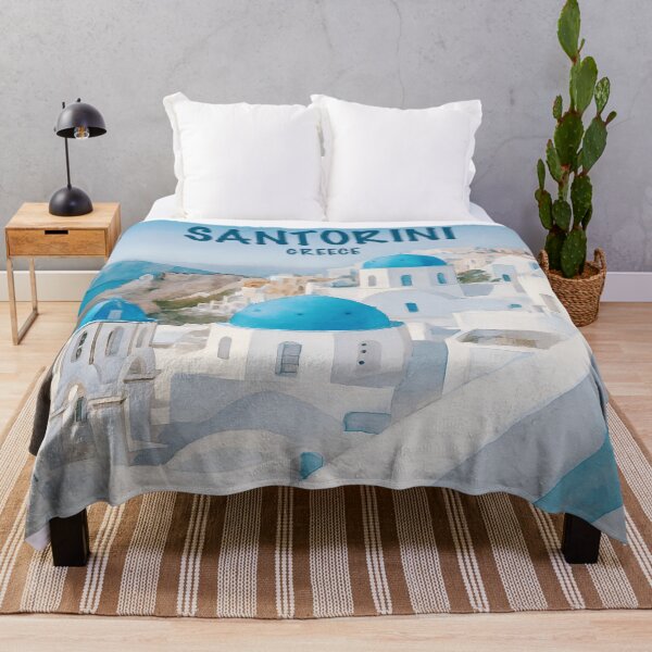 Item preview, Santorini, Greece, with iconic blue-domed churches and whitewashed buildings designed and sold by Sasas Design.