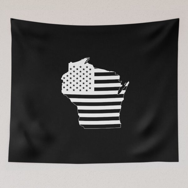Item preview, Wisconsin USA Flag Silhouette – Stars and Stripes State Outline designed and sold by Paper Drip.