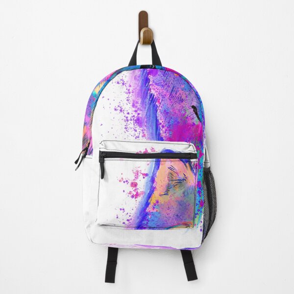 Artikelvorschau, Aquarell-Wolfskunst – Farbenfrohes Galaxie-Wolfsgemälde – Illustration eines lila-rosa Wolfs entworfen und verkauft von leen12 Art Designs Prints.