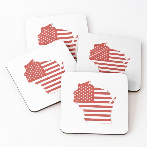 Item preview, Wisconsin USA Flag Silhouette – Stars and Stripes State Outline designed and sold by Paper Drip.