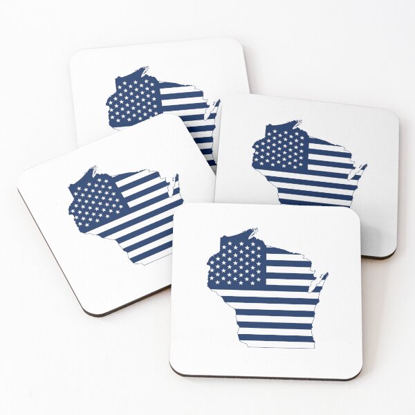 Item preview, Wisconsin USA Flag Silhouette – Stars and Stripes State Outline designed and sold by Paper Drip.