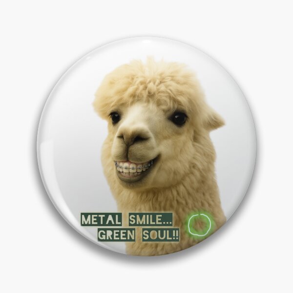 Item preview, Orthodontic Llama With Braces — “Metal Smile, Green Soul” — Funny Dental Humor Illustration designed and sold by @majovegana.