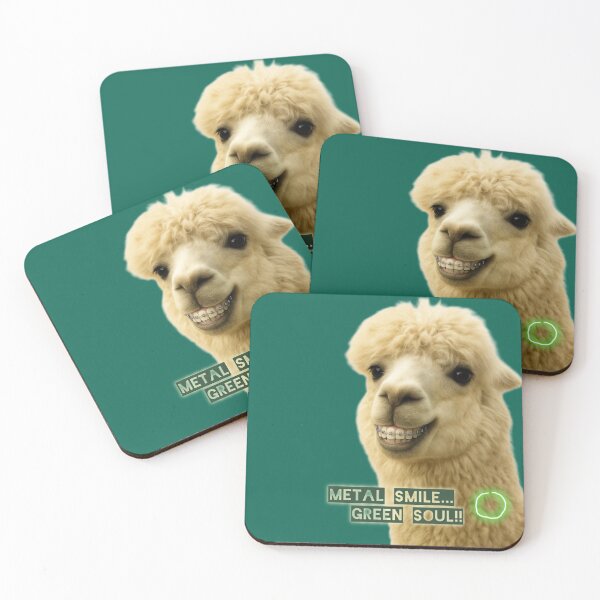 Item preview, Orthodontic Llama With Braces — “Metal Smile, Green Soul” — Funny Dental Humor Illustration designed and sold by @majovegana.