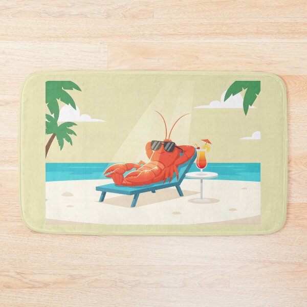Item preview, relaxing sunbathing cool crayfish on the beach designed and sold by Nikoleta Vukovic.