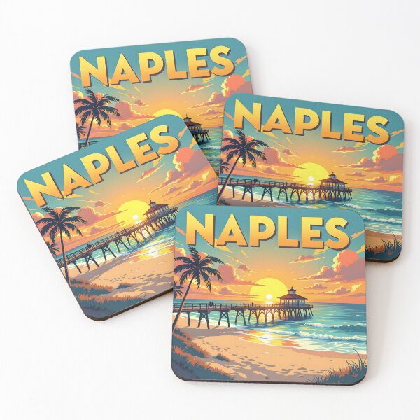Item preview, Naples Pier, Florida, USA: Vintage-Style Painterly Travel Poster designed and sold by LSVart.