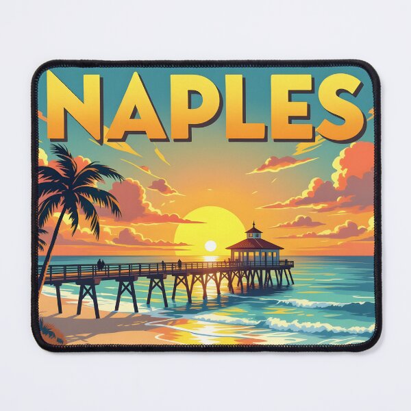 Item preview, Naples Pier, Florida, USA: Vintage-Style Painterly Travel Poster designed and sold by LSVart.