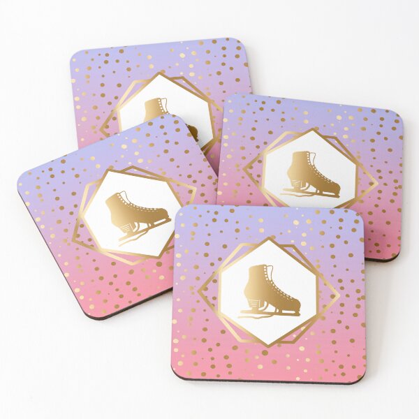 Item preview, Gold Figure Skate with Gold Dots on Purple to Pink Gradient designed and sold by Purposely Designed.