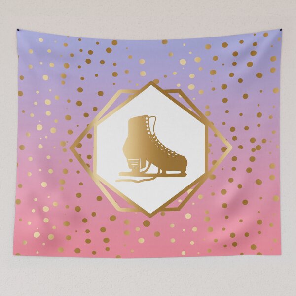 Item preview, Gold Figure Skate with Gold Dots on Purple to Pink Gradient designed and sold by Purposely Designed.
